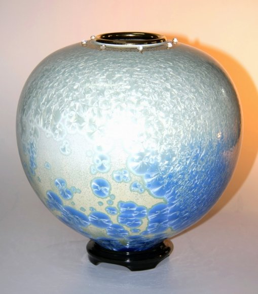 Aquamarine Blossom Vase and Base#7903